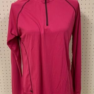 Greenlayer Womens Long Sleeve Base Layer 1/4 Zip Pullover Shirt ~ Pink ~ L
